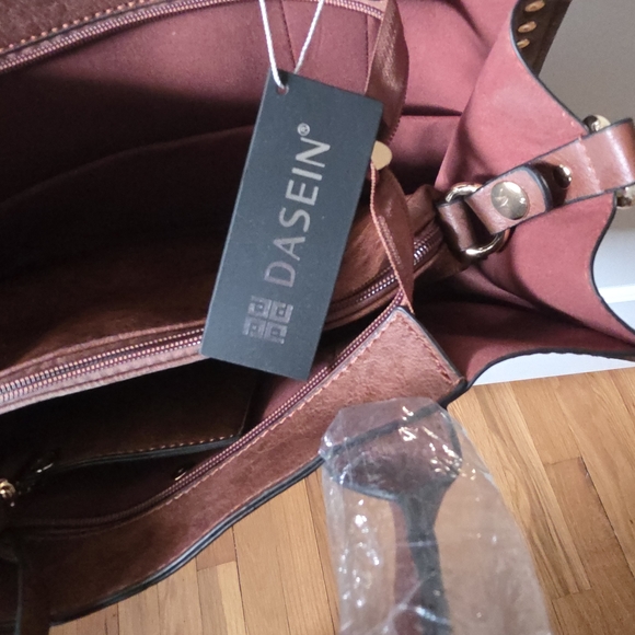 Dasein Elegant Brown Tote with Gold Studs - Picture 2 of 8